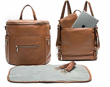 miss fong Leather Diaper Backpack with Changing Pad